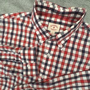 Brooks Brothers Long Sleeve Check Shirt Men's Size‎ Large Red/White/Blue